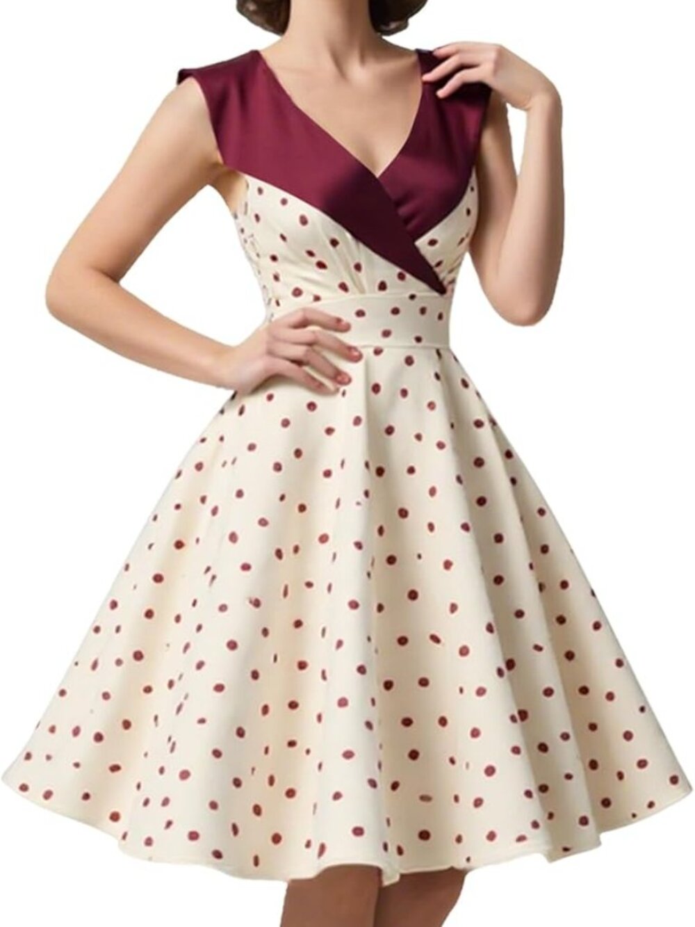Women's 1950s Dress Tea Party V-Neck‎ Sleeveless Dress